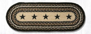 Braided table runner with black stars pattern from Earth Rugs