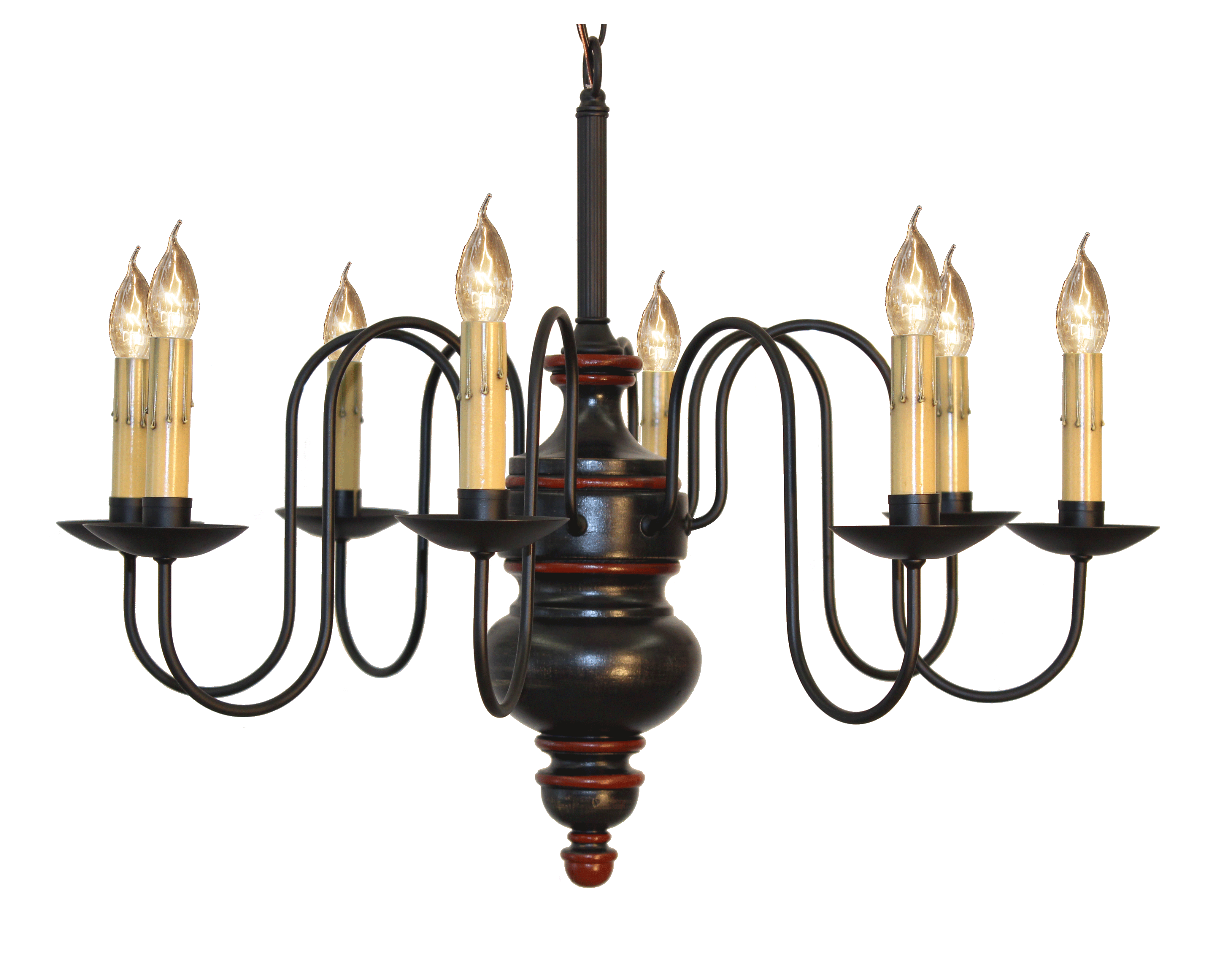 Chesapeake Chandelier Finished In Massicot, Black, Cottage Red