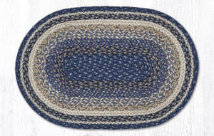 Blue craft-spun braided rug