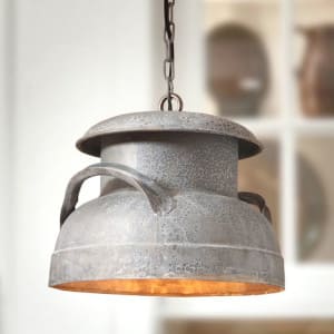 Milk Can pendant light in antique tin