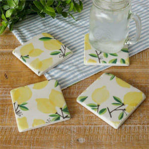 4 piece set lemon coasters