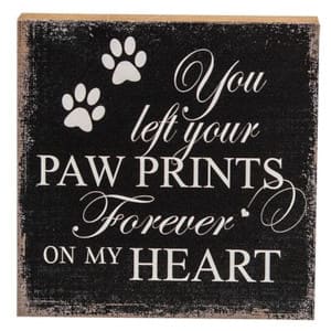 Paw prints forever on my heart pet decor sign