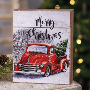Merry Christmas red truck sign