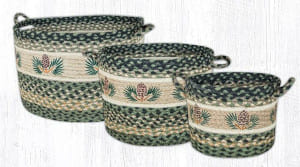 Pine cone them 3 piece braided basket set