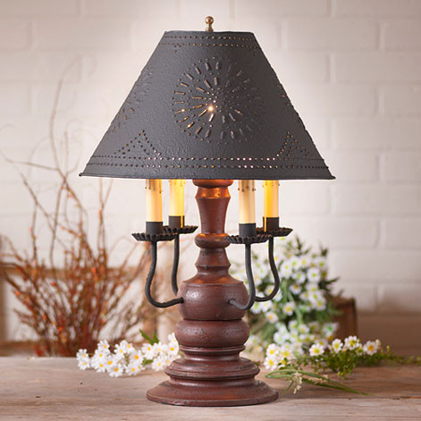 Irvin's Tinware - Cedar Creek Lamp - Primitive Table Lamps 836T