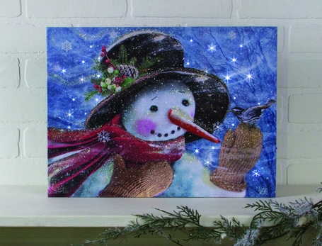 Lighted Canvas Print - Snowy Snowman X47002