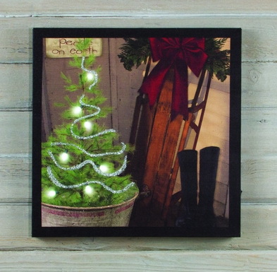 Lighted Canvas Print - The Old Porch Sled X47085