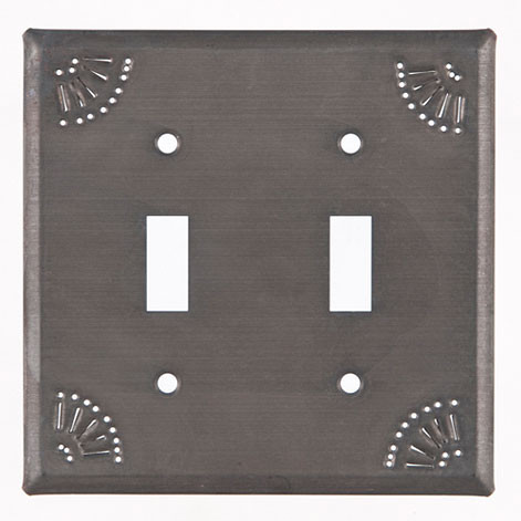Blackened Tin Double Switch Cover With Chisel Design 789DSBT