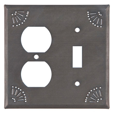 Blackened Tin Outlet and Switch Cover With Chisel Design 789OSBT