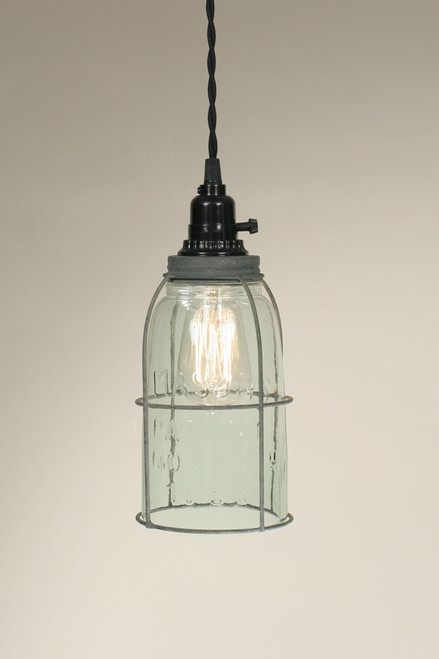 Half Gallon Caged Mason Jar Pendant Lamp - Barn Roof 930015T