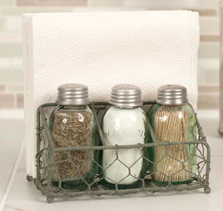 Salt Pepper Napkin and Toothpick Caddy - Chicken Wire 840025T