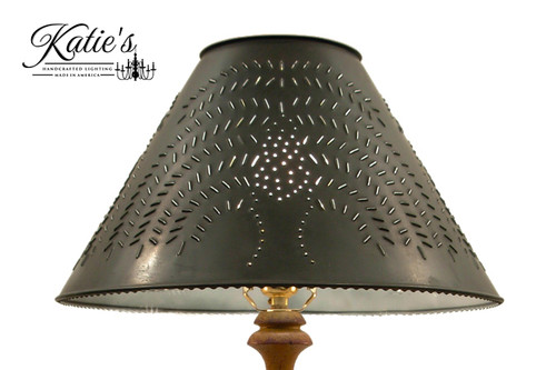 Pierced Tin Lamp Shades - 15" Black Shade - Handcrafted In USA KHL-650