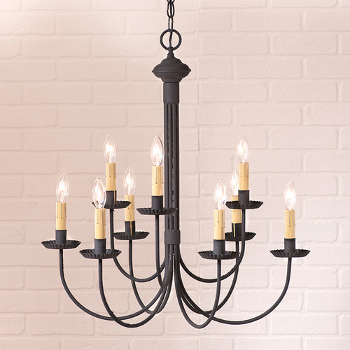 Irvin's Tinware - Grandview 9 Arm Chandelier - Wrought Iron Chandeliers 9204BK