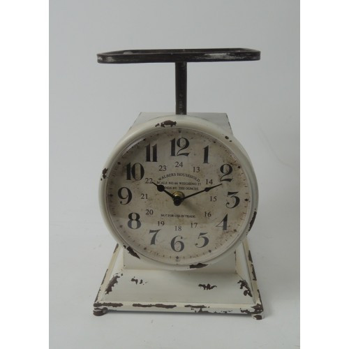 Cream Distressed Scale Clock 18A390