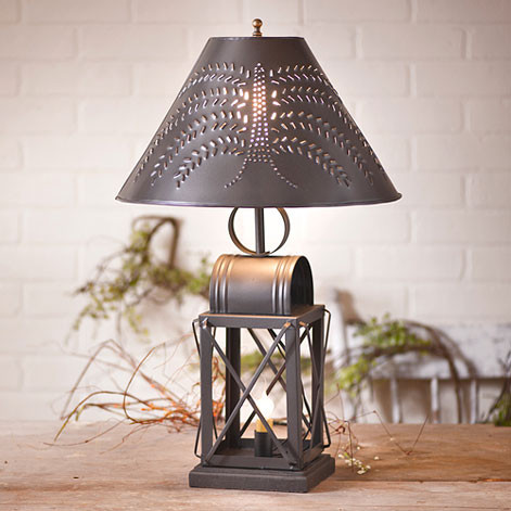 Irvin's Tinware - Keeping Room Lamp - Primitive Country Table Lamps K16-17CLP