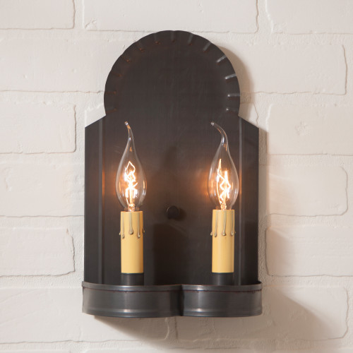 Irvin's Tinware - Hanover Double Wall Sconce in Kettle Black 844WKB