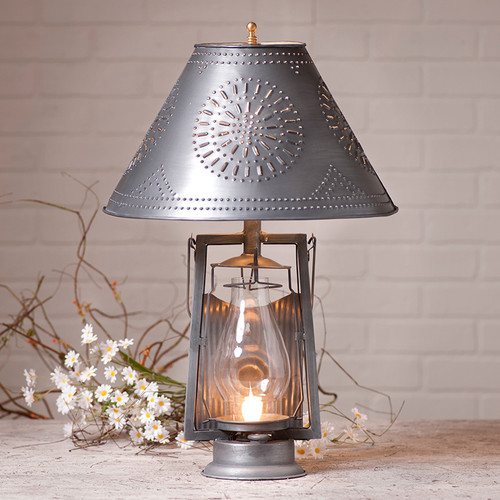 Farmer's Lamp with Shade in Antique Tin K18-55CLP