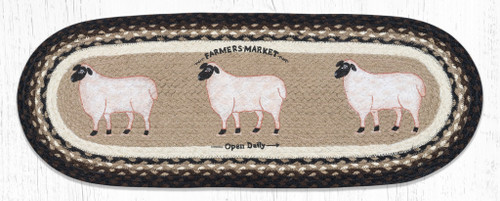 Braided Table Runners - Farmhouse Sheep - Table Runner -Earth Rugs 68-344FS