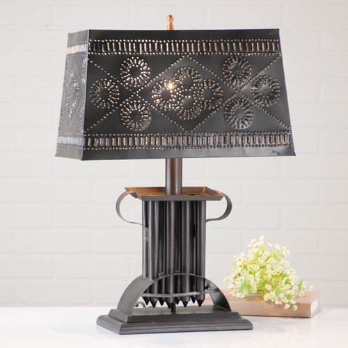 Irvin's Tinware - Rectangle Candle Mold Lamp - Primitive Table Lamps K14-4142