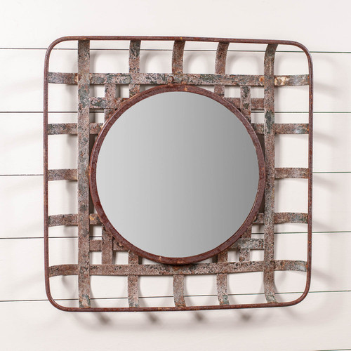 Farmhouse Decor - Tobacco Basket Wall Mirror - Irvin's Tinware G20-20