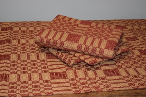 Westbury Fabric Table Runner Mat - Cranberry and Tan CT66SR