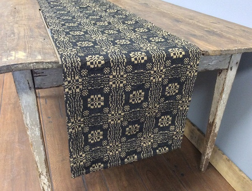 Gettysburg Fabric Table Runner Mat - Black and Tan RQ13BLR