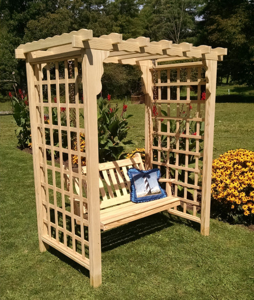 Amish Handcrafted - Lexington Arbor With Swing - Cedar Arbors BC-1514C