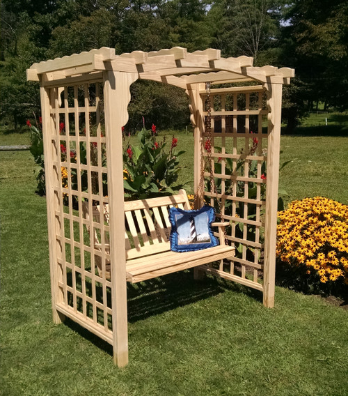 Amish Handcrafted - Cambridge Arbor With Swing - Cedar Arbors BC-1516C