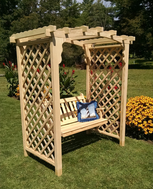 Amish Handcrafted - Jamesport Arbor With Swing - Cedar Arbors BC-1517C