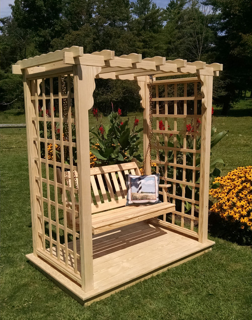 Amish Handcrafted - Lexington Arbor With Swing - Cedar Arbors BC-1530C