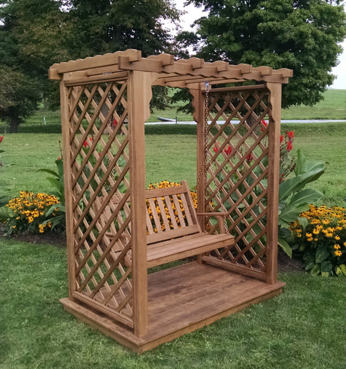Amish Handcrafted - Covington Arbor With Swing - Cedar Arbors BC-1531C