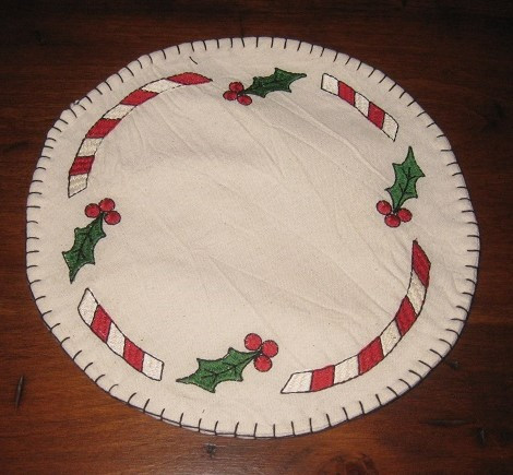 Candy Canes and Holly Table Mat C946