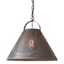 Irvin's Tinware Punched Tin Homestead Shade Light Pendant  With Chisel Design Finished In Kettle Black