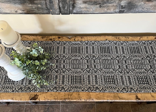 Abigail Weave Fabric Table Runner Mat - Black and Cream RQ23BCSR