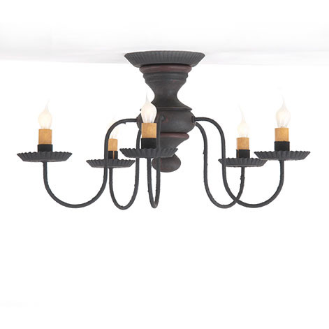 Irvin's Tinware - Thorndale Ceiling Light In Hartford Colors - Primitive Lightin 9183H1