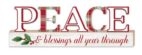 Christmas Plaid Tabletop Word Sign - Peace 91950P
