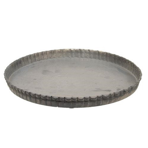 Antiqued Gray Fluted Candle Pan 55590AG