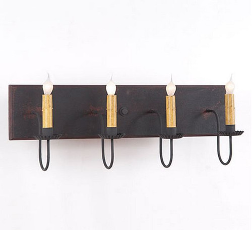 Irvins Tinware - 4 Arm Vanity Light In Hartford Colors - Primitive Lighting 9185H1