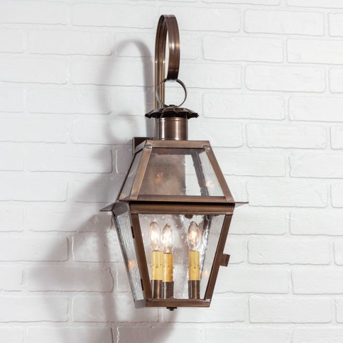 Town Crier Outdoor Wall Light in Solid Weathered Brass - 3 Light GL215BR