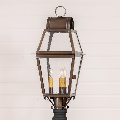Independence Outdoor Post Light in Solid Weathred Brass - 3 Light GL333BR