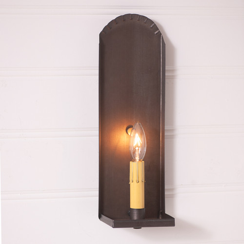 Irvin's Tinware - Georgetown Colonial Electric Tin Sconce in Kettle Black - Colo 211WKB