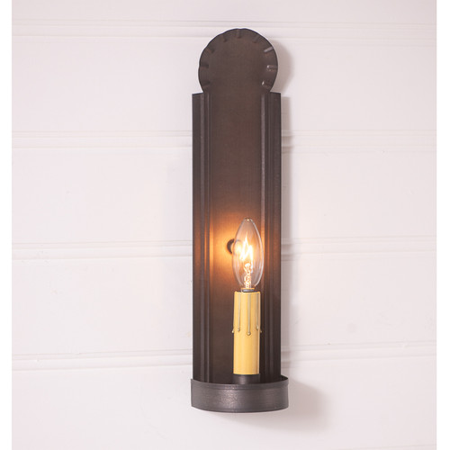 Irvin's Tinware - Slim Colonial Electric Tin Sconce in Kettle Black 210WKB