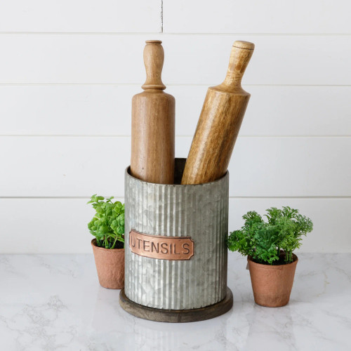 Corrugated Metal Utensils Holder 8T2384