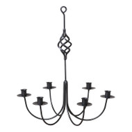 Wrought Iron Mini 6 Arm Hanging Candelabra with Basket