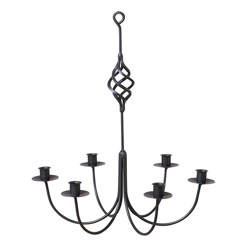 Wrought Iron Mini 6 Arm Hanging Candelabra with Basket R111