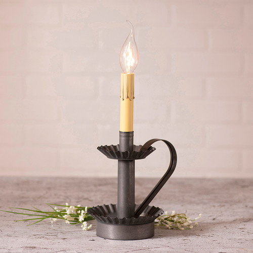 Irvin's Tinware - Plantation Candlestick Lamp Base in Kettle Black