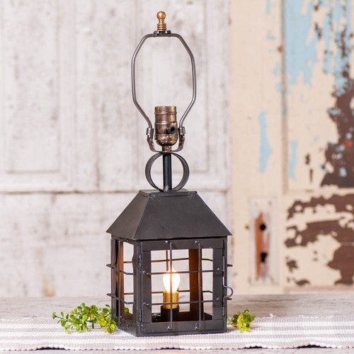 Irvin's Tinware - Colonial Lamp Base in Smokey Black - Country Lighting K20-21SM