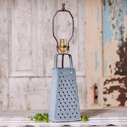 Irvin's Tinware Cheese Grater Lamp Base in Weathered Zinc K19-46WZ