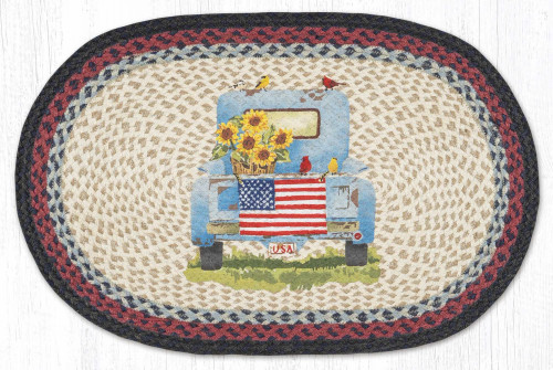 Oval Patch Rug - OP-015 - Sunflower Truck - Earth Rugs