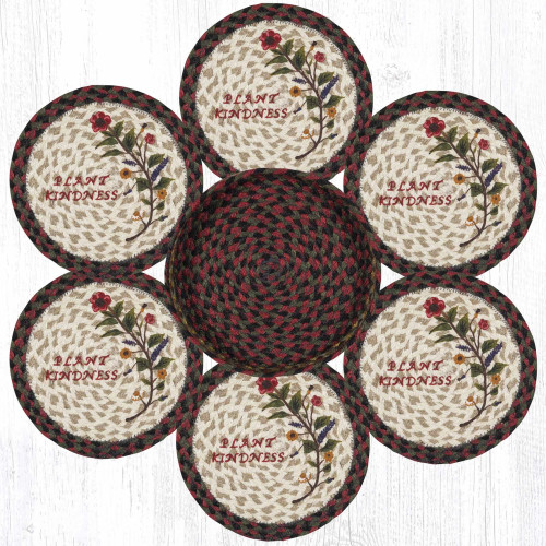 100% Jute Braided Trivet - Plant Kindness Trivets In Basket Set - Earth Rugs 56-081PK